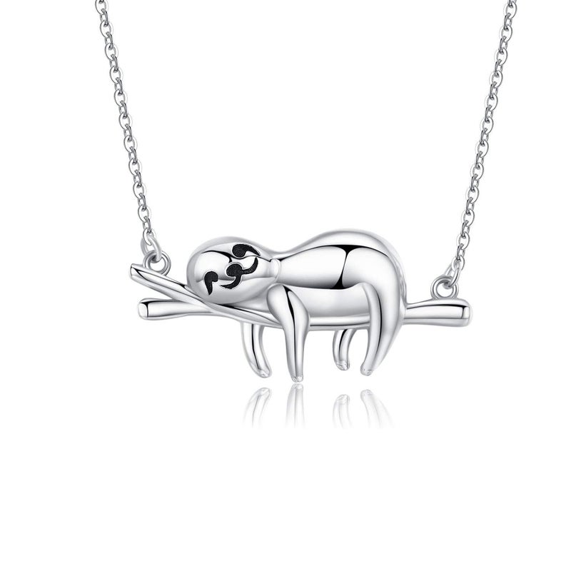 JUSTKIDSTOY Mother's Day Gifts Sloth Necklace for Women Sterling Silver â€œSlow Down Be Happyâ€ Sloth Pendant Necklace Cute Animal Jewelry Gifts for Daughter - Image 1